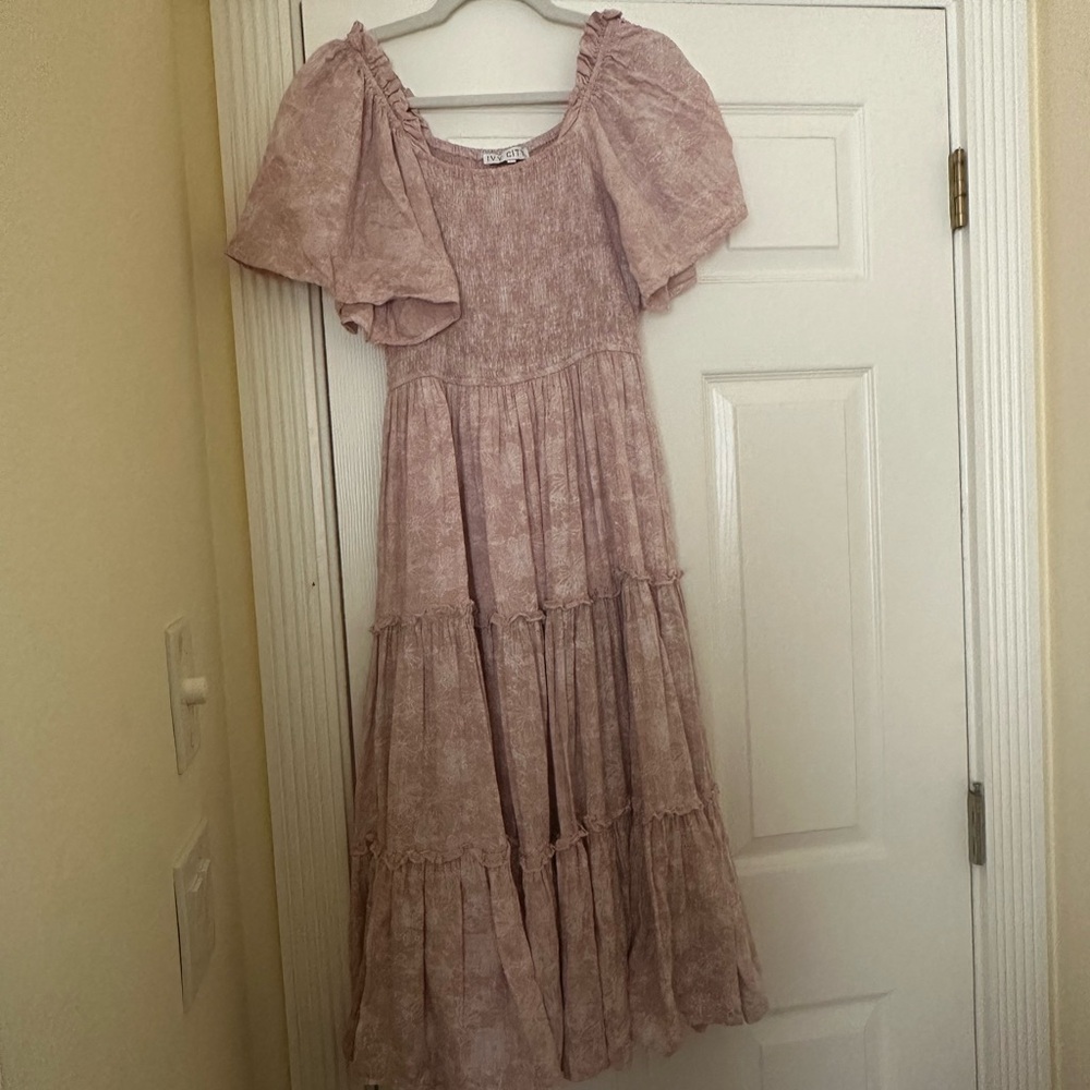 Ivy City Co Ophelia Dusty Rose Printed Dress - S